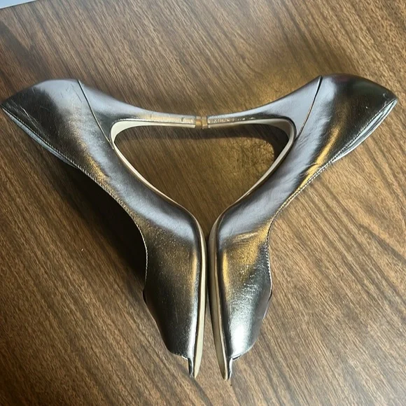 Calvin Klein 8.5 Randall Metallic Peep Open Toe Heels Stilettos - Picture 5 of 9